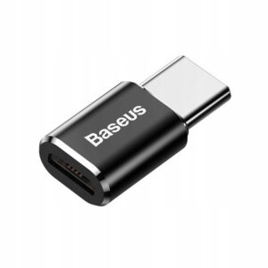 Czarny adapter Baseus Micro USB do USB Type-C z aluminium