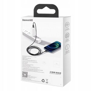 Czarny kabel USB do Lightning Baseus 1m oznaczony modelem CALYS-A01