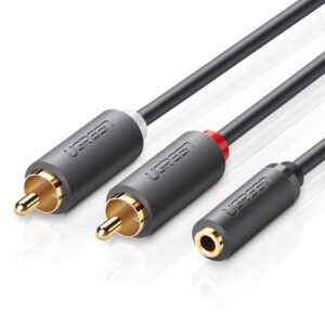KABEL PRZEWÓD UGREEN 2X RCA CINCH JACK 3.5 MM 1M