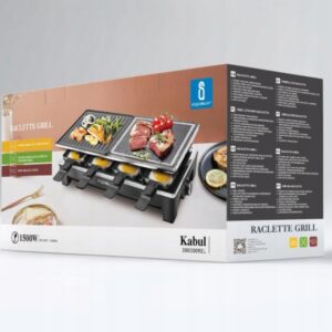 GRILL STOŁOWY AIGOSTAR RACLETTE 8-Patelni 1500W PŁYTA KAMIEŃ