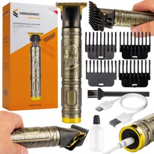 VERGIONIC Maszynka Trymer do strzyżenia brody włosów 4-nasadki BARBER METAL