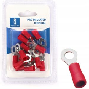 Konektor oczkowy izolowany 0.5-1.5mm2 M4 czerwony zestaw 20 sztuk