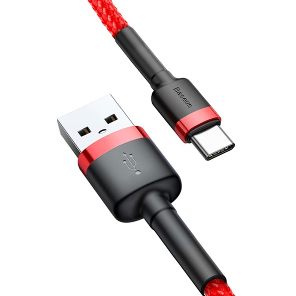Czerwony kabel USB do USB-C Baseus Cafule z oplotem nylonowym o długości 1m