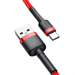 Czerwony kabel USB do USB-C Baseus Cafule z oplotem nylonowym o długości 1m