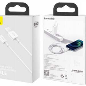 Baseus mocny kabel do iPhone przewód USB do Lightning Quick Charge 2.4A 1m biały