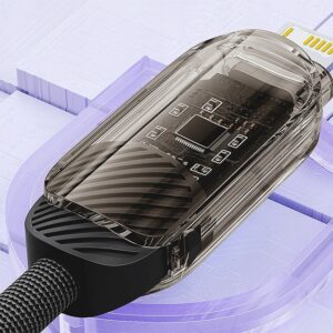 Czarny kabel USB do iPhone Lightning Toocki z wyświetlaczem LCD 1m