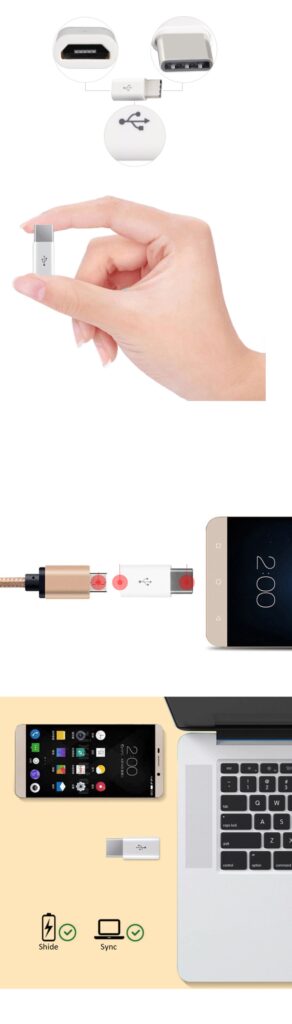 Biały adapter przejściówka Micro USB do USB Typ C 3.1