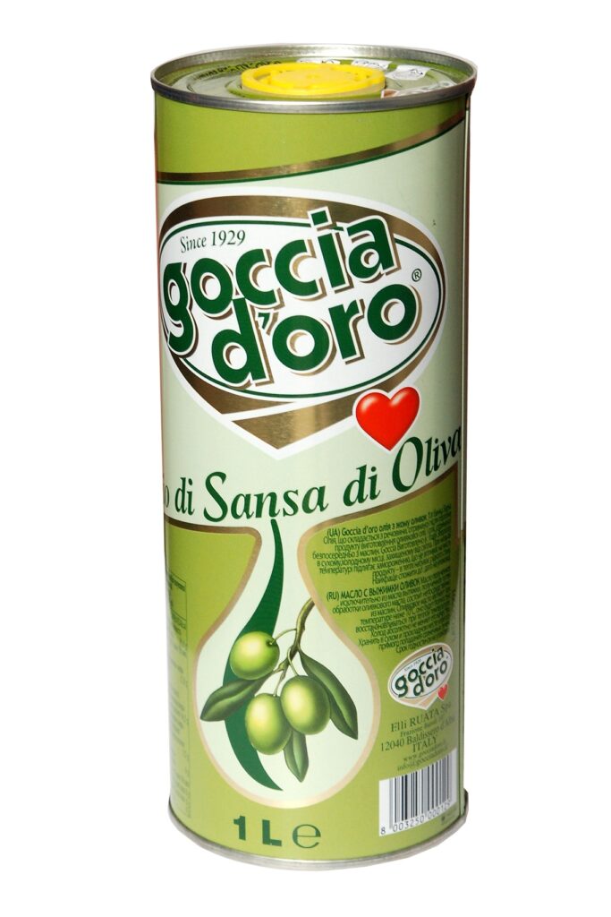 Puszka oliwy z wytłoczyn oliwek Goccia d'Oro 1L