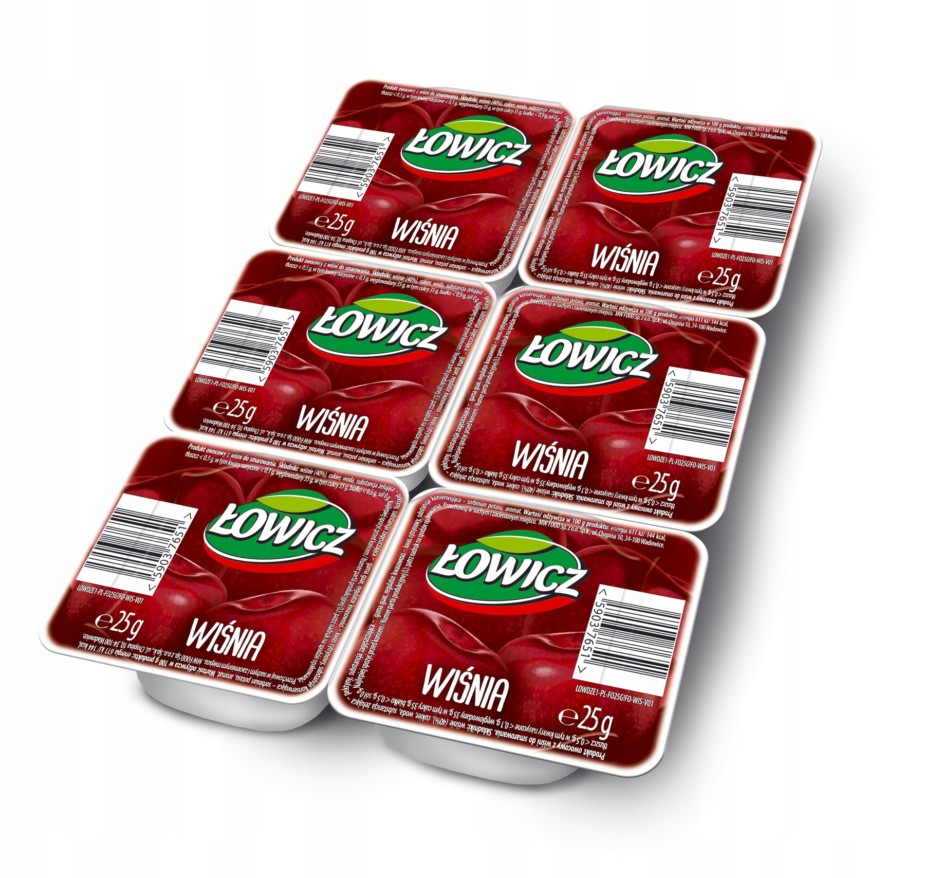 Łowicz Dżem o smaku Wiśniowym Porcja blister 30 x 25g - obrazek 3