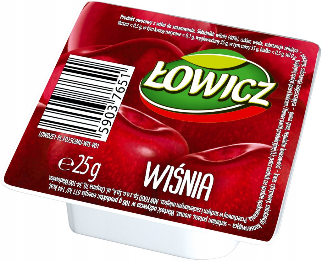 Zestaw dżemów wiśniowych Łowicz w porcjach blister 30 x 25g
