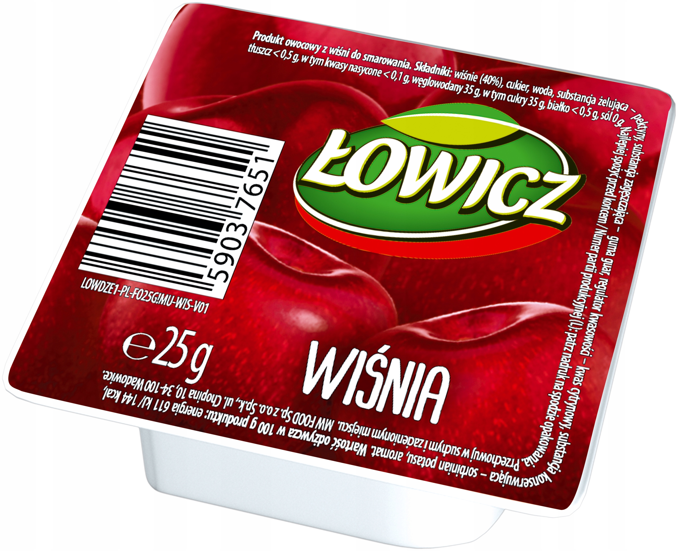 Zestaw dżemów wiśniowych Łowicz w porcjach blister 30 x 25g