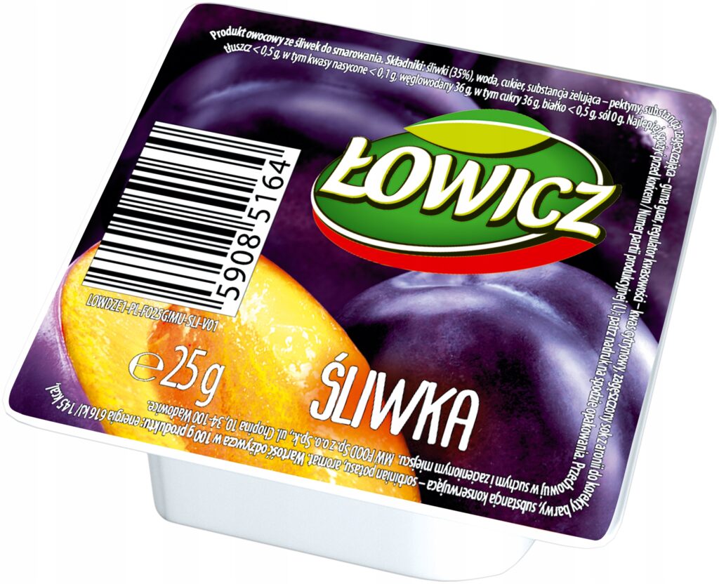 Łowicz Dżem o smaku Śliwkowym Porcja blister 30 x 25 g w opakowaniu