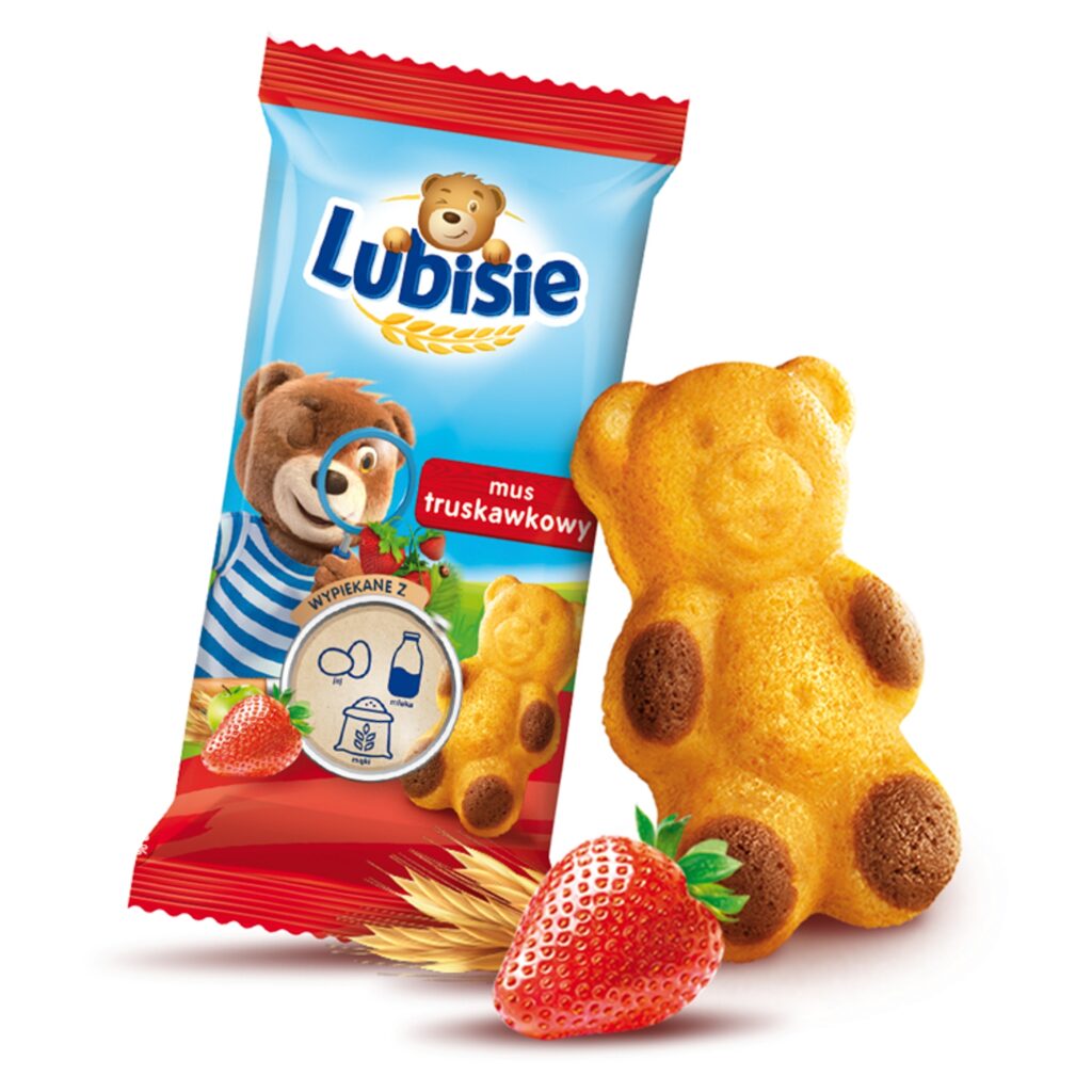 Duże opakowanie ciastek biszkoptowych Lubisie z nadzieniem truskawkowym 24szt