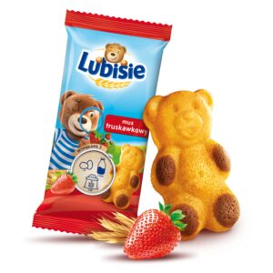 Lubisie Biszkopty Misie nadziewane TRUSKAWKOWE duże opakowanie 24szt x 30g