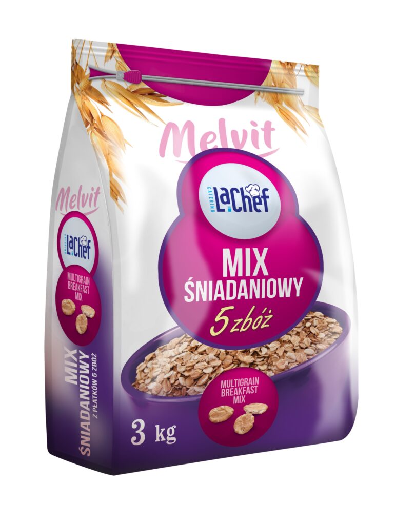 Opakowanie MELVIT La Chef MIX Śniadaniowy Mieszanka płatków 5-zbóż 3KG