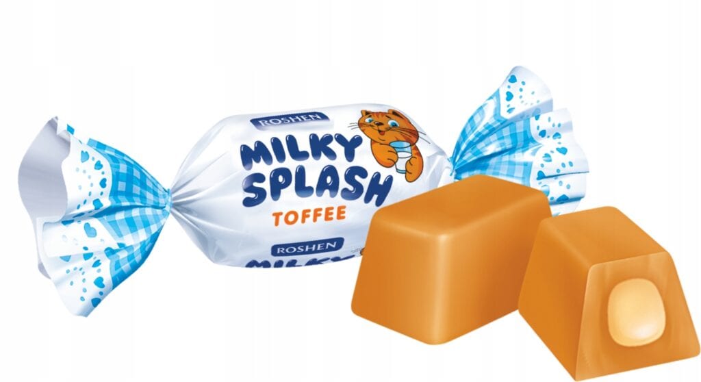 Opakowanie cukierków Roshen Milky Splash toffi z nadzieniem mlecznym 1kg