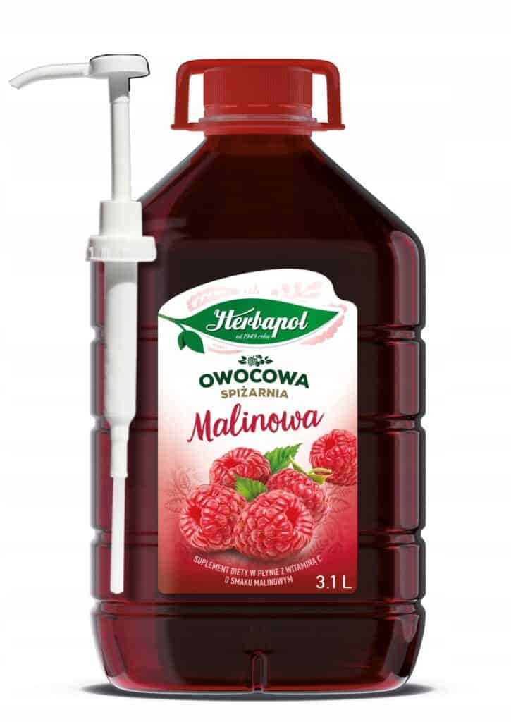 Kanister z pompką Herbapol Owocowa Spiżarnia Malinowa Syrop Malinowy 3.1 L