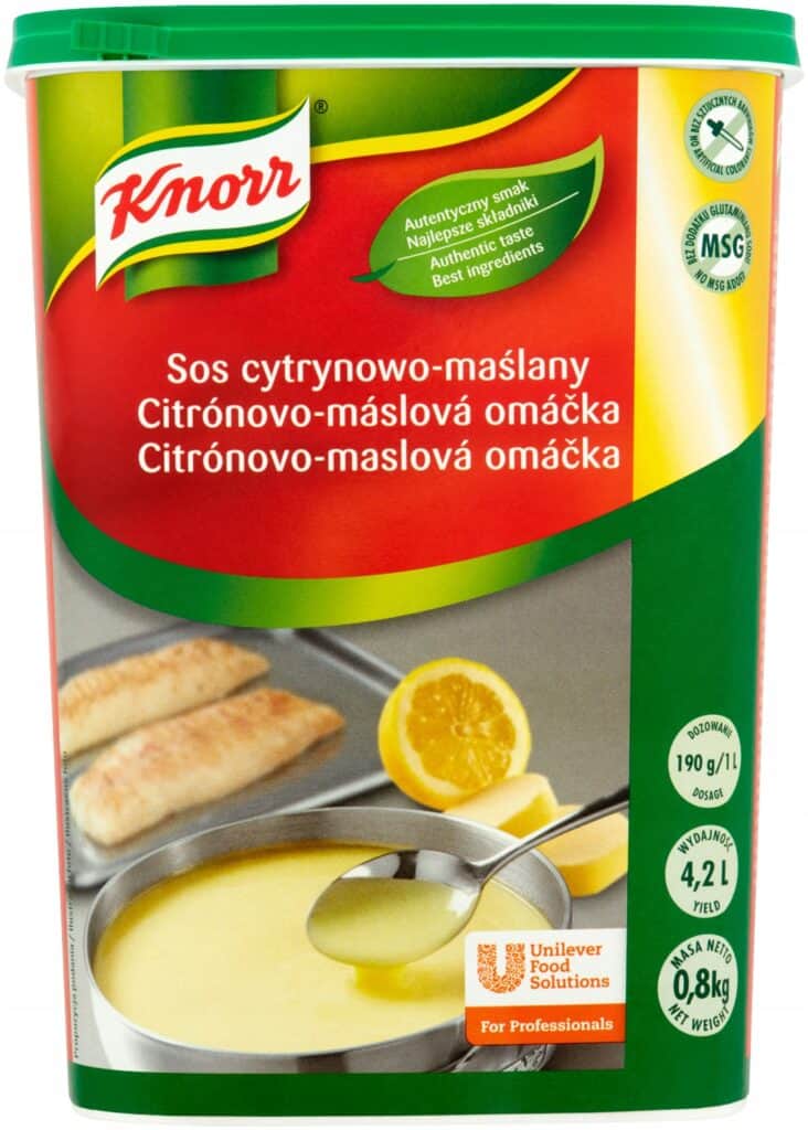 Opakowanie sosu Knorr cytrynowo-maślanego o wadze 800g