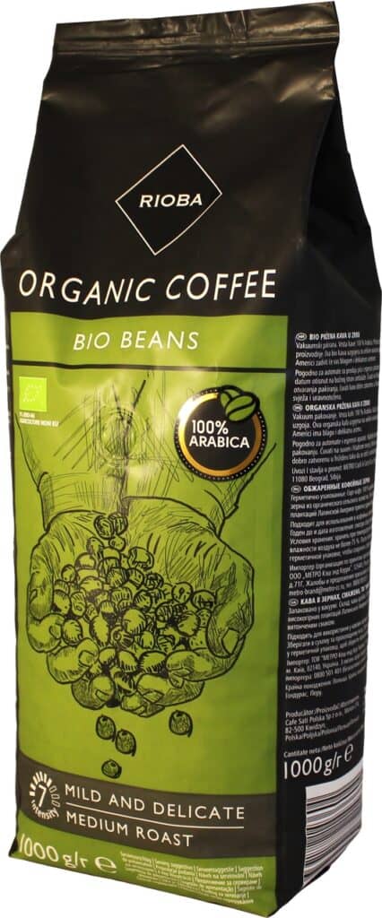 Opakowanie kawy ziarnistej Rioba Organic Coffee Bio 1 kg