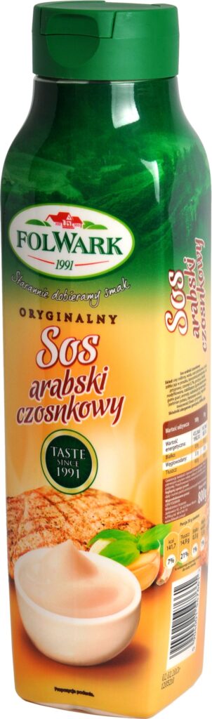 Butelka sosu arabskiego czosnkowego FOLWARK 800g