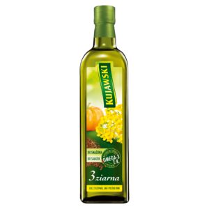 Kujawski 3 ZIARNA Olej Rzepakowy Len Pestki Dyni do sałatek smażenia 750ml