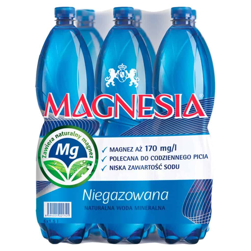 Zgrzewka sześciu butelek naturalnej wody mineralnej niegazowanej Magnesia 1,5 L
