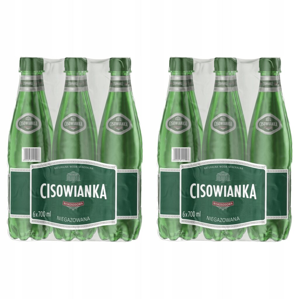 Zastaw butelek PET naturalnej wody mineralnej niegazowanej Cisowianka 24x700 ml