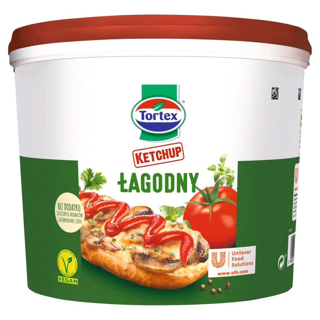 Wiaderko łagodnego ketchup pomidorowego Tortex o pojemności 5,5 kg