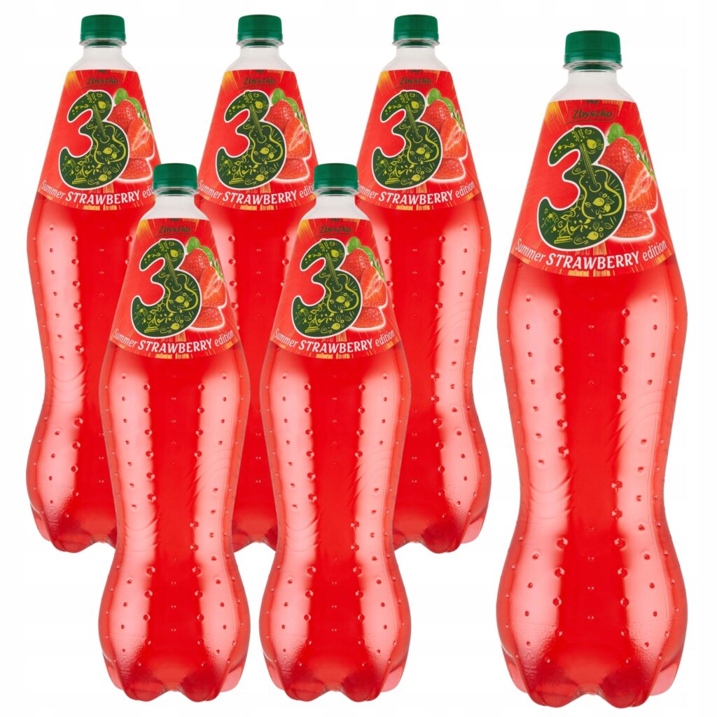 Zgrzewka sześciu Butelek napoju gazowanego Zbyszko 3 Summer Edition o smaku truskawka-kiwi 1,75 L