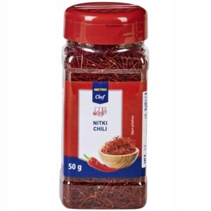 Opakowanie z wieczkiem zawierające pikantne nitki chili METRO Chef 50g