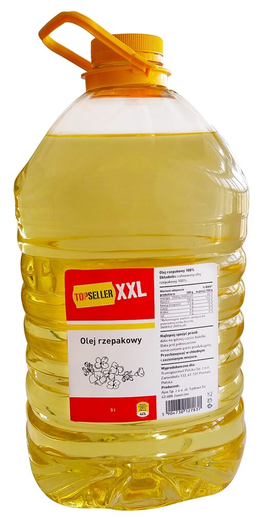 Butla oleju rzepakowego 100% o pojemności 5 litrów