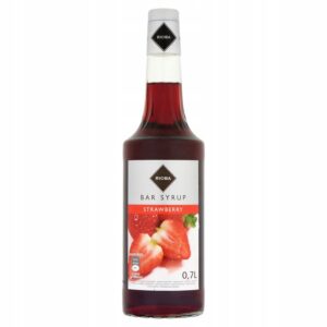 Szklana butelka syropu barmańskiego Rioba o smaku truskawkowym 700 ml