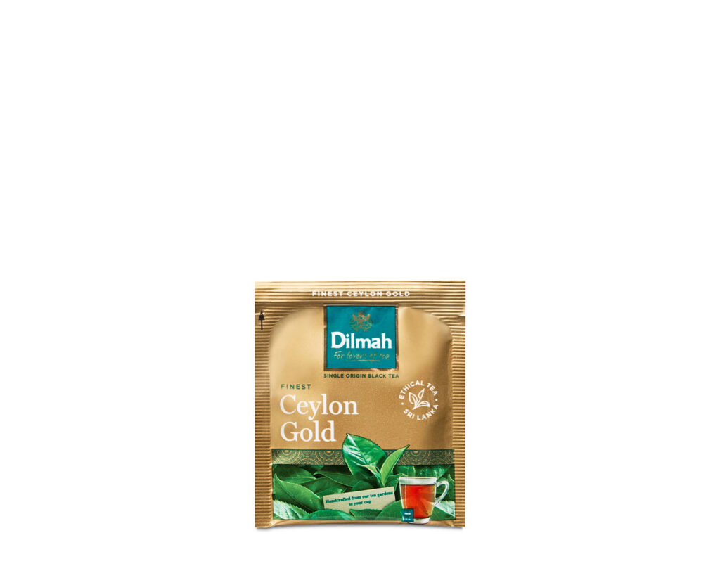 Opakowanie czarnej herbaty ekspresowej Dilmah Ceylon Gold zawierające 500 torebek o łącznej masie 1kg