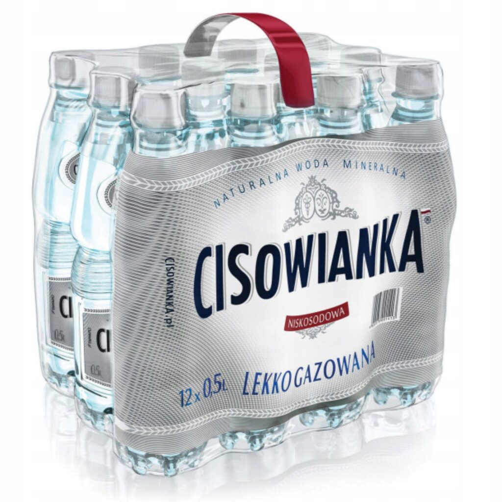 Zgrzewka 12 sztuk naturalnej wody mineralnej Cisowianka Lekko Gazowana w butelkach 500 ml