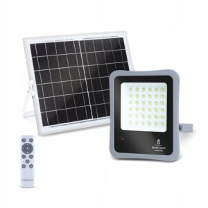 Szary halogen LED 100 W 1200 lm z panelem solarnym i pilotem sterującym