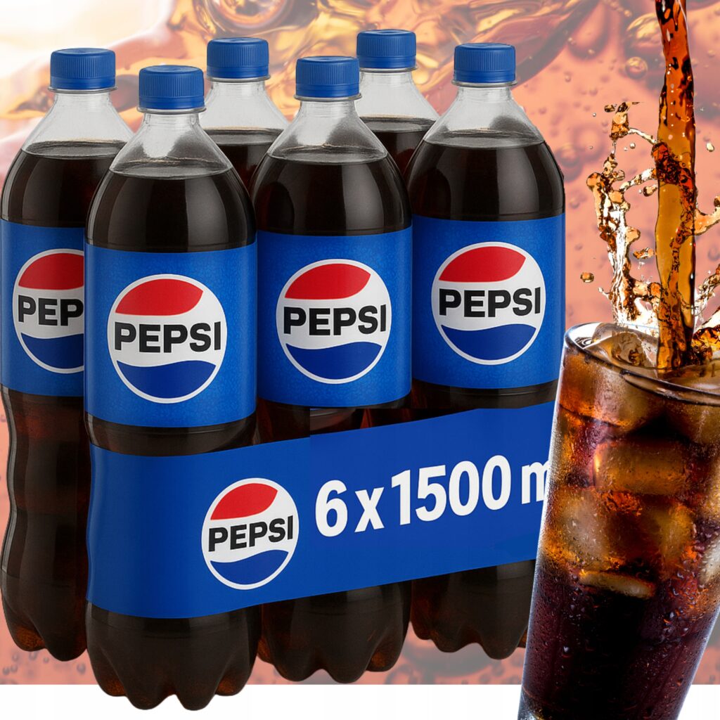 Zgrzewka sześciu dużych butelek napoju gazowanego Pepsi Cola o pojemności 1,5 litra każda