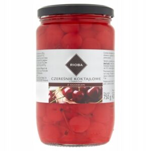 CZEREŚNIE KOKTAJLOWE czerwone Z Ogonkami RIOBA w Syropie Włoskie 750g