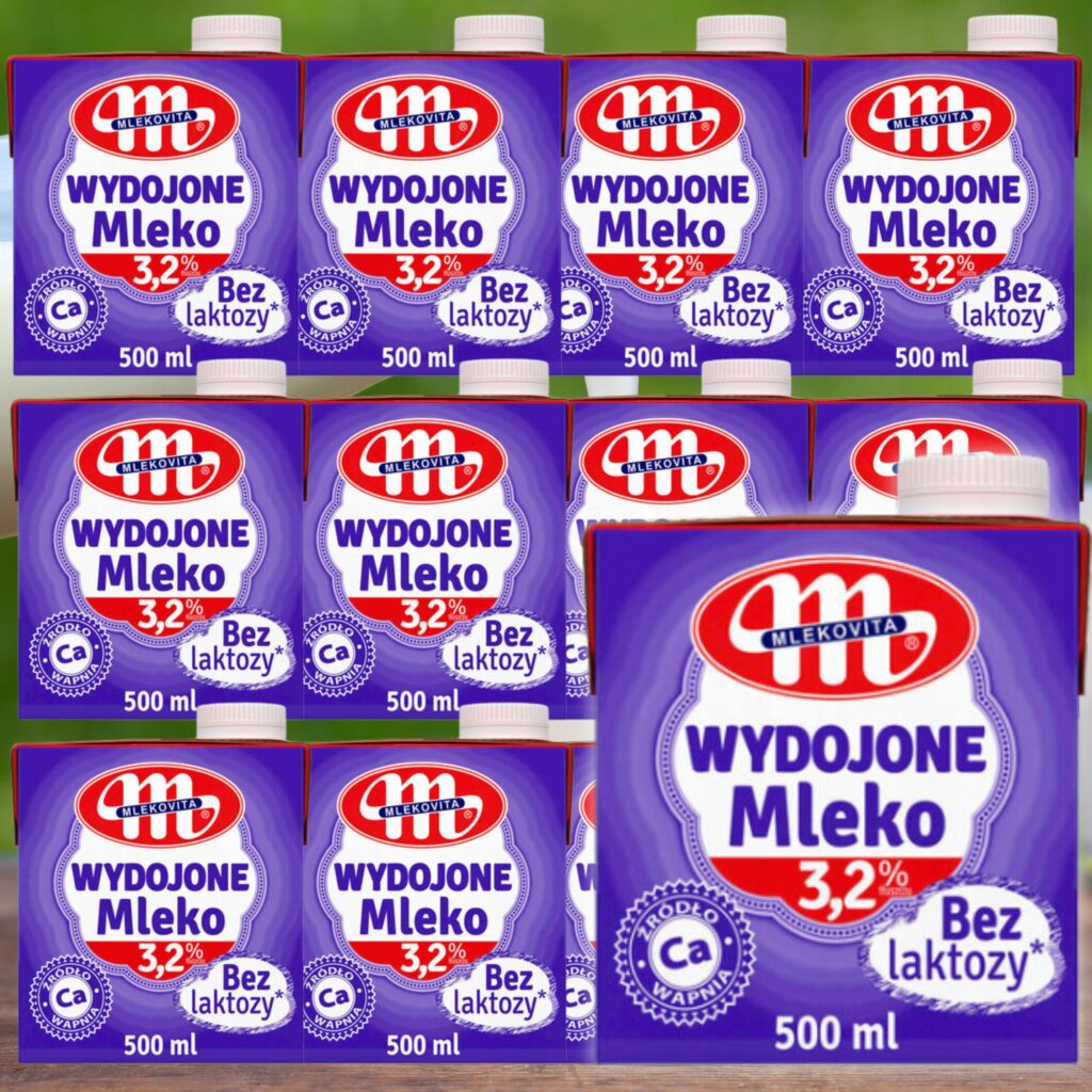 Zgrzewka 12 sztuk mleka bez laktozy Mlekovita Wydojone 3,2% 500 ml