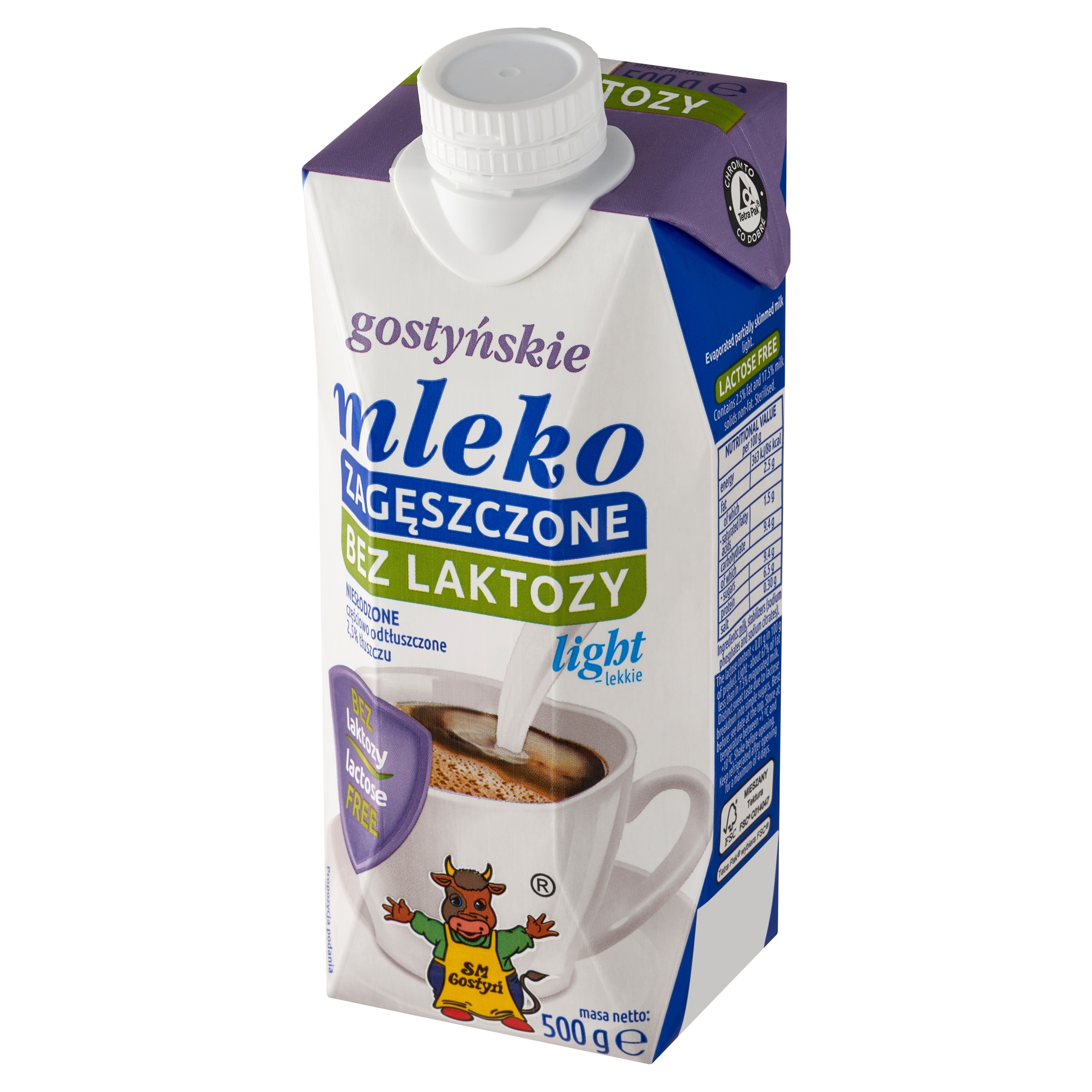 Mleko zagęszczone Light bez laktozy Gostyńskie SM Gostyń 500ml 2,5% 6 sztuk - obrazek 3