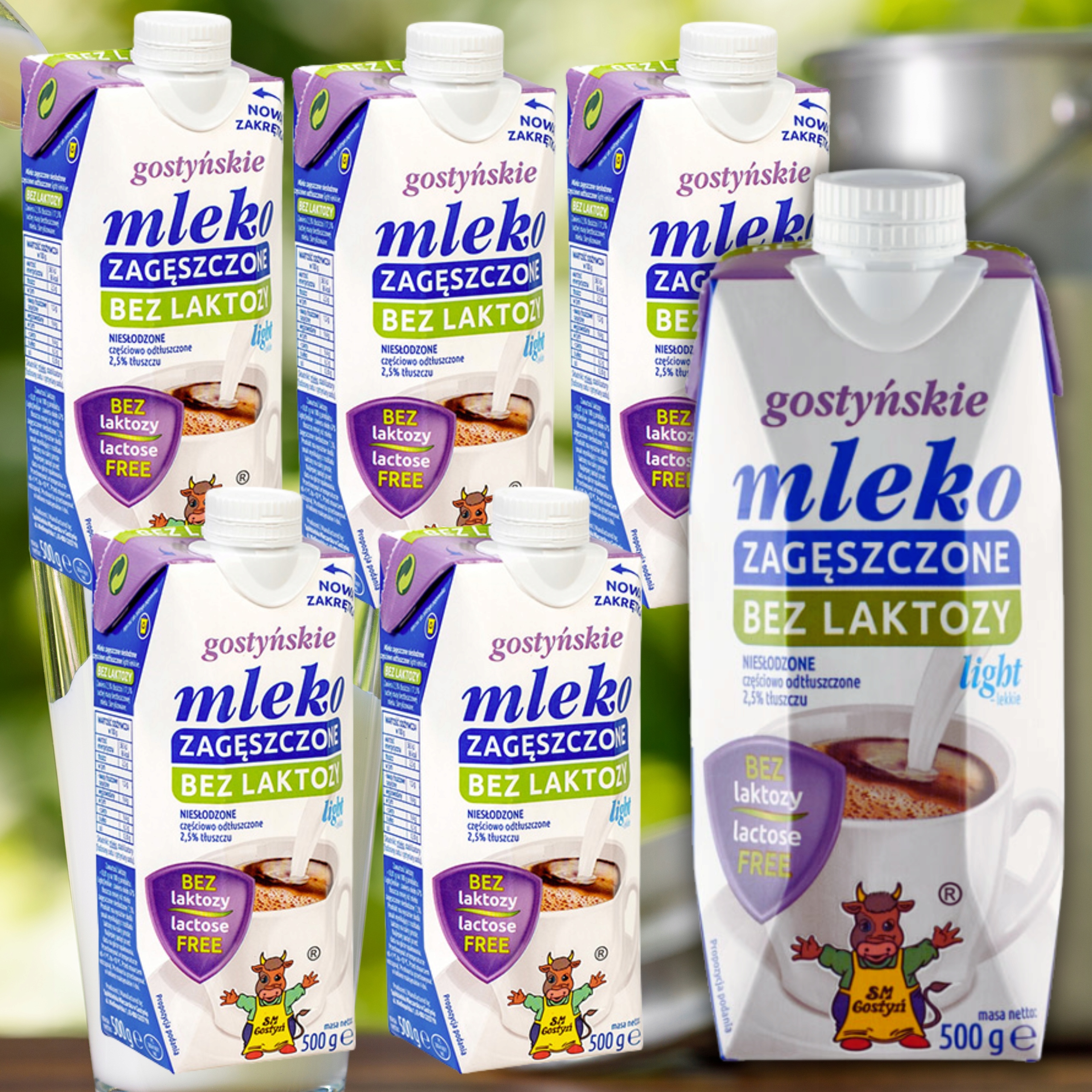 Mleko zagęszczone Light bez laktozy Gostyńskie SM Gostyń 500ml 2,5% 6 sztuk