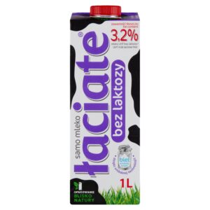 Mleko Łaciate bez Laktozy UHT 3.2% 1L KARTON 12x Sztuk Zestaw