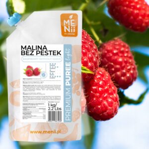 MENII Premium Puree MALINA LIGHT Pulpa Owocowa Desery Lody Ciasta 1KG
