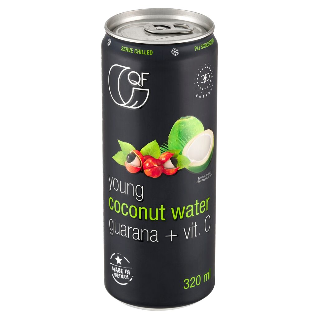 Zgrzewka 12 sztuk wody kokosowej QF z guaraną i witaminą C 320ml