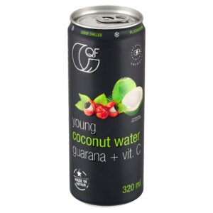 12x QF Woda Kokosowa z Kofeiną Guaraną + Witamina C 320ml Zgrzewka
