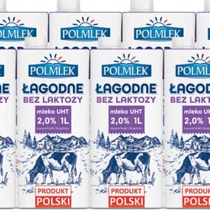 Polmlek Mleko UHT Łagodne bez laktozy 2% 1L x 12 sztuk Zgrzewka