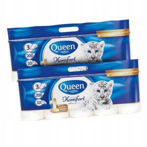 Papier toaletowy Queen Komfort 3 warstwowy bezzapachowy 20 rolek (2x10)