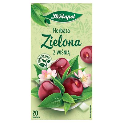 Opakowanie herbaty zielonej kwitnąca wiśnia Herbapol 20 torebek 30g