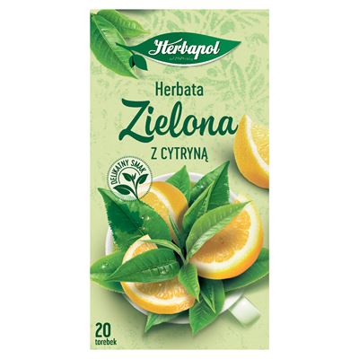 Opakowanie Herbapol Herbata Zielona z cytryną 20 torebek 34g