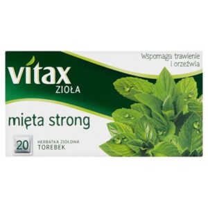 Opakowanie VITAX Zioła mięta strong zawierające 20 torebek o łącznej wadze 30g