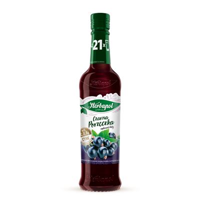 Szklana butelka syropu Herbapol Czarna porzeczka 420 ml